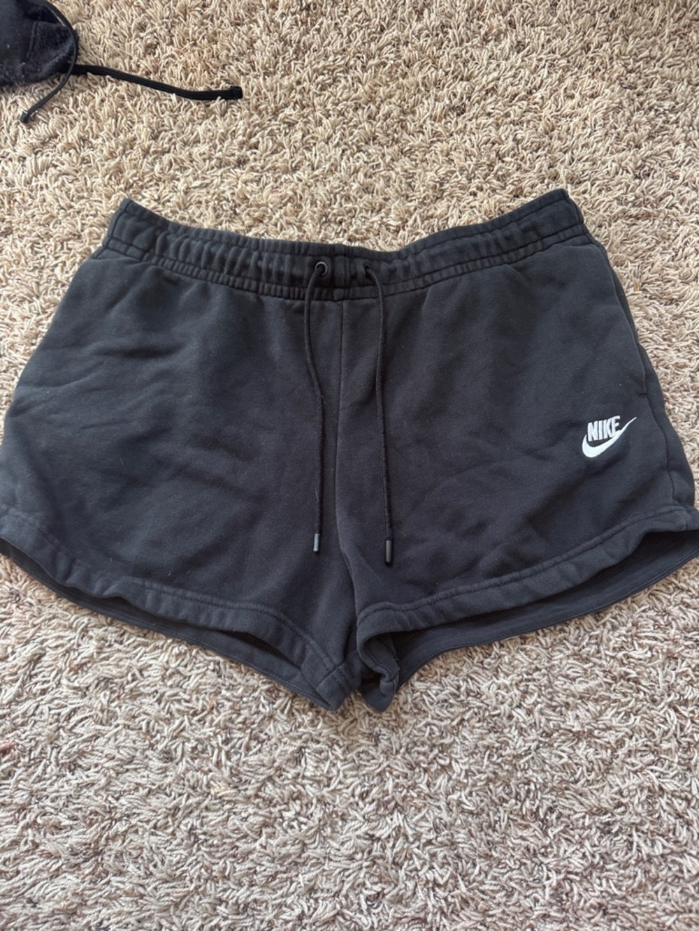 Nike Black Women's Athletic Fleece Shorts with White Swoosh